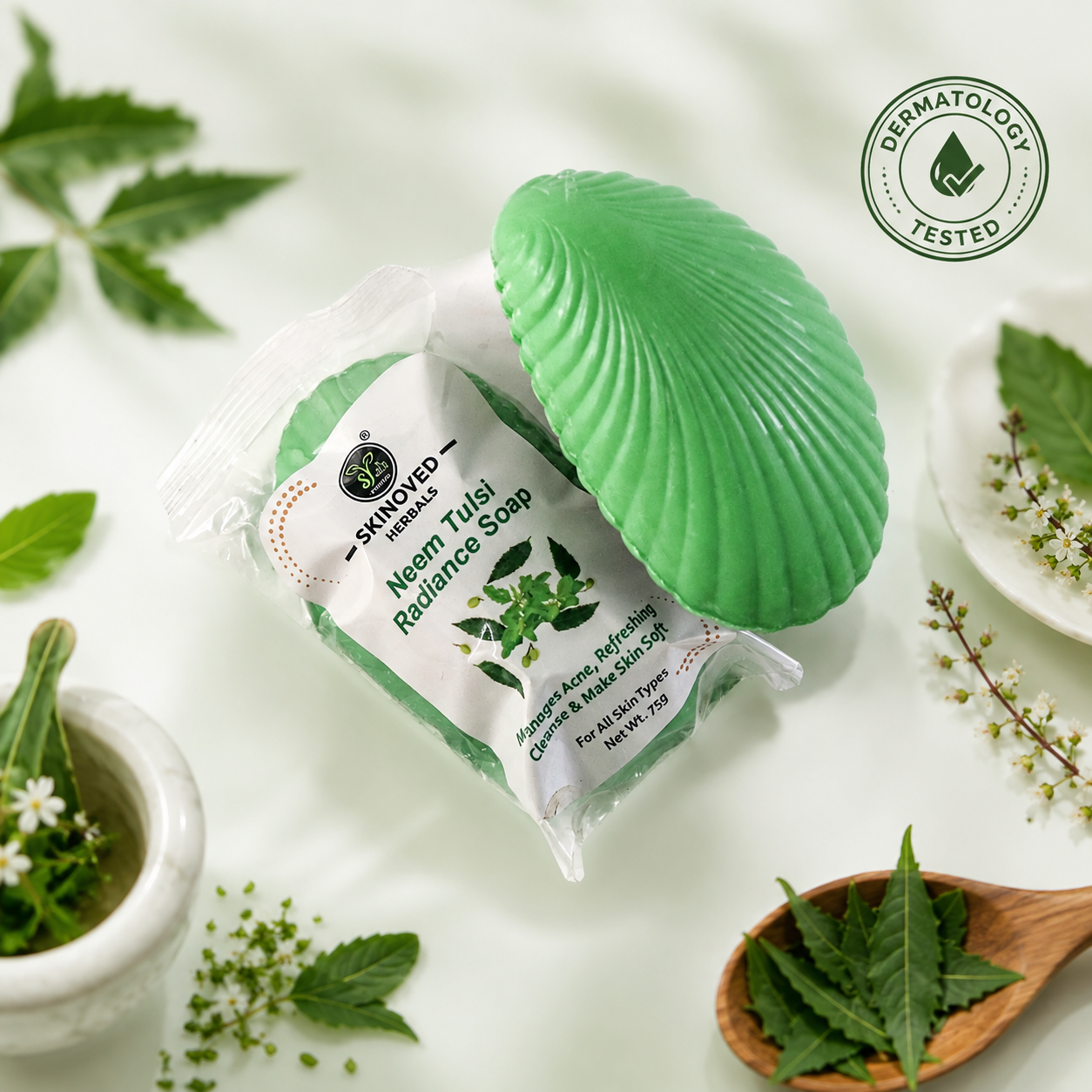 Neem Tulsi Radiance Soap for Bright & Healthy-Looking Skin Skinoved Herbals