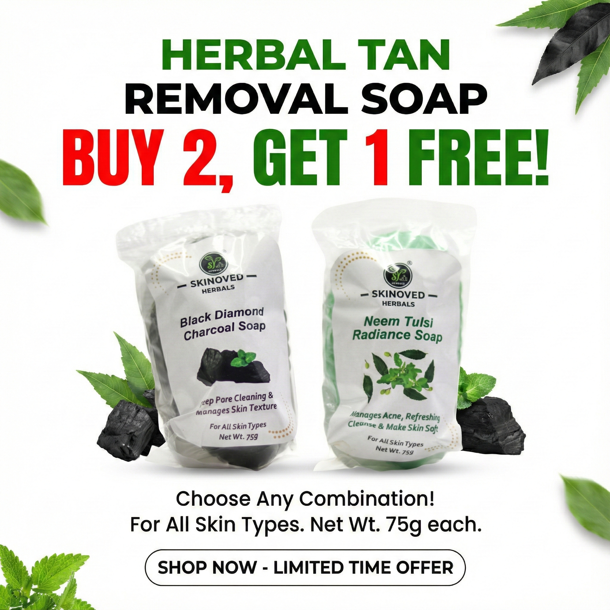 Herbal Tan Removal Soaps – Buy Any 2, Get 1 Free | Natural Skin Brightening Care
