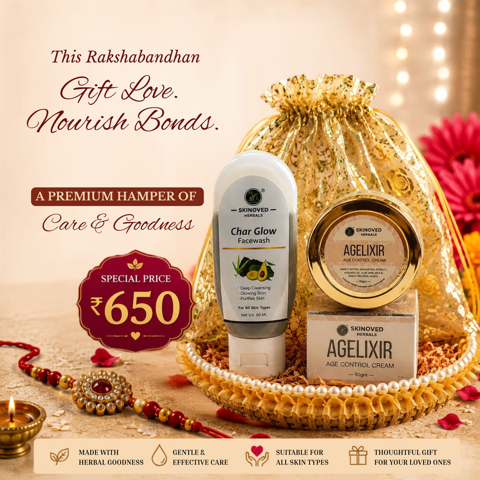 Raksha Bandhan Skincare Gift Hamper with Facewash & Age Control Cream