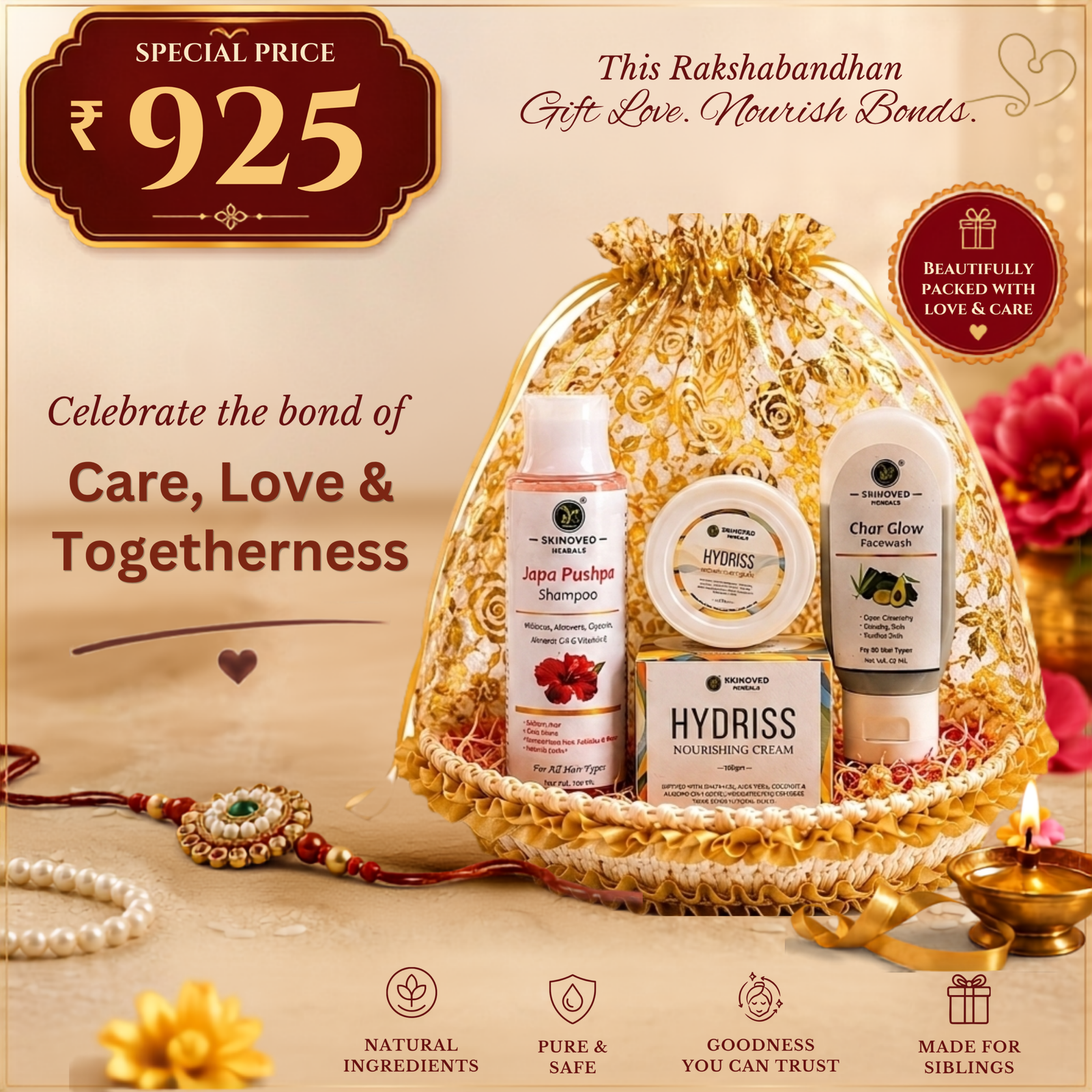 Raksha Bandhan Premium Self-Care Gift Hamper – Shampoo, Facewash & Nourishing Cream