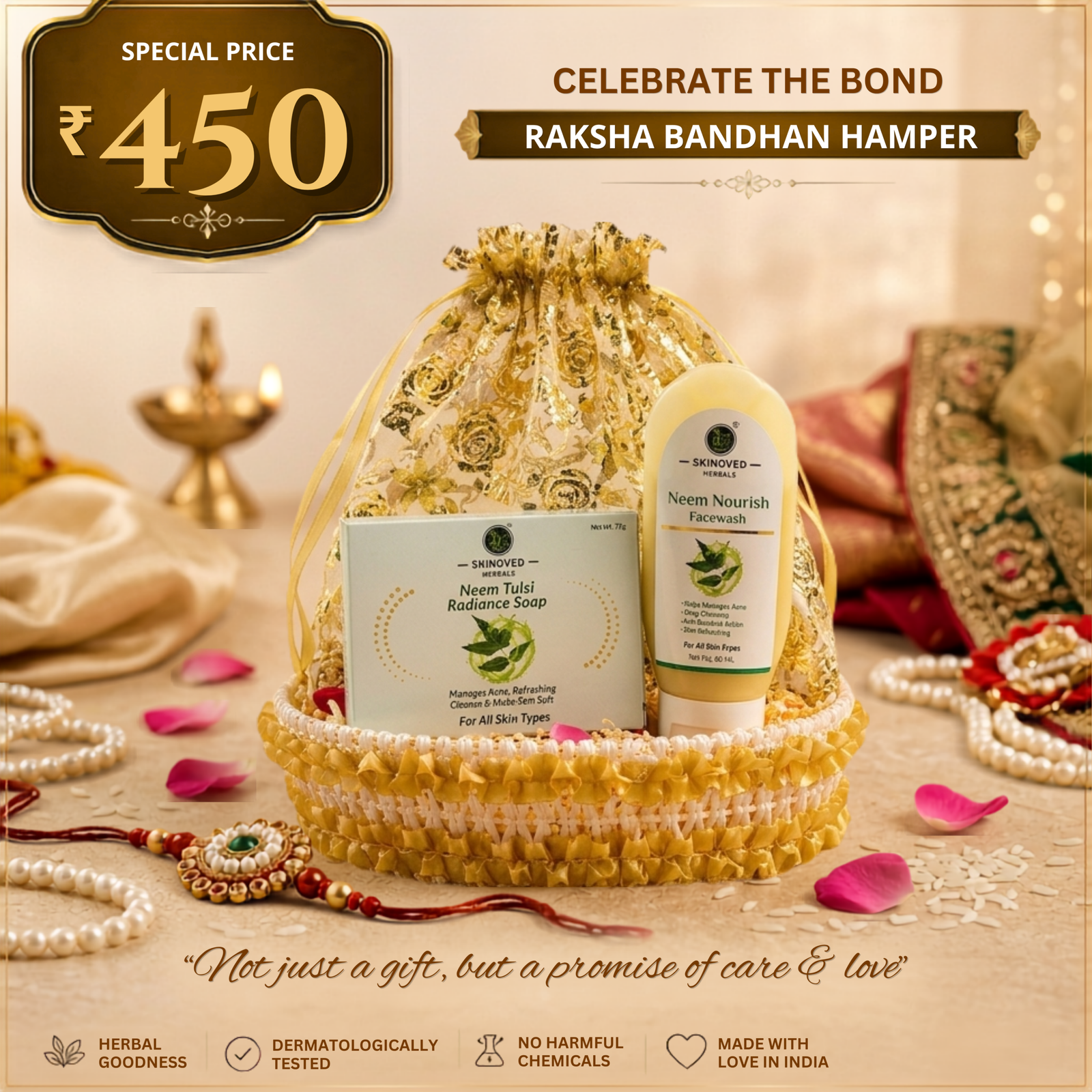 Raksha Bandhan Neem Skincare Gift Hamper – Neem Facewash & Tulsi Radiance Soap